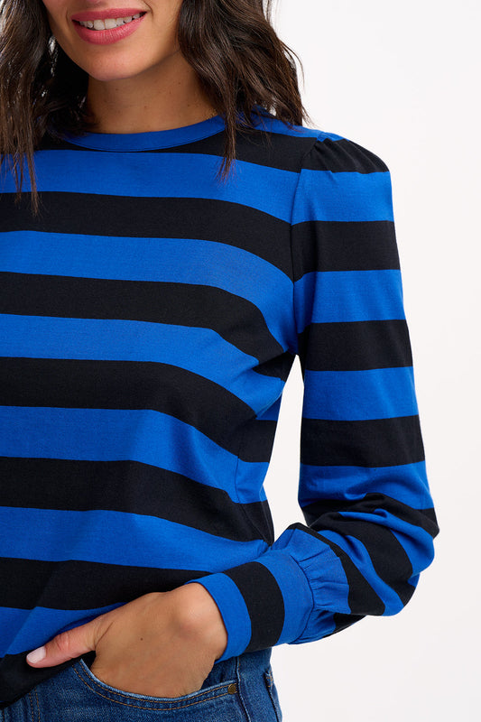Griselda Jersey Top - Blue/Black, Stripes