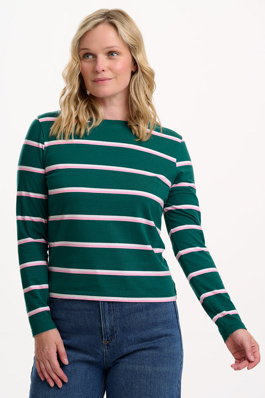 Josie Jersey Top - Green, Colour Pop Stripe