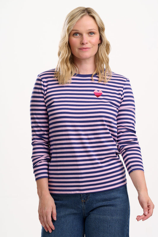 Brunswick Jersey Top - Navy/Lilac, Ombre Heart