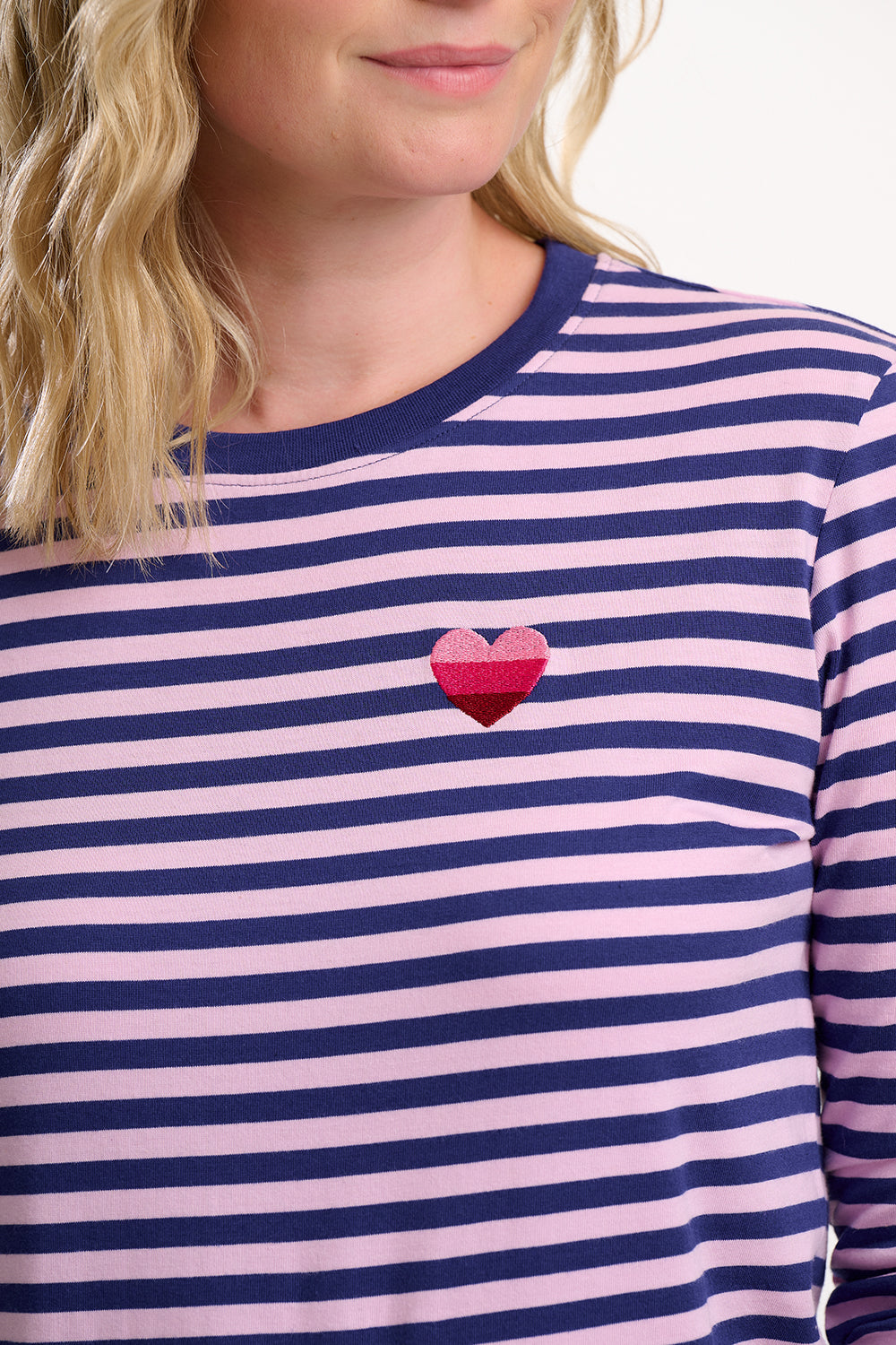 Brunswick Jersey Top - Navy/Lilac, Ombre Heart