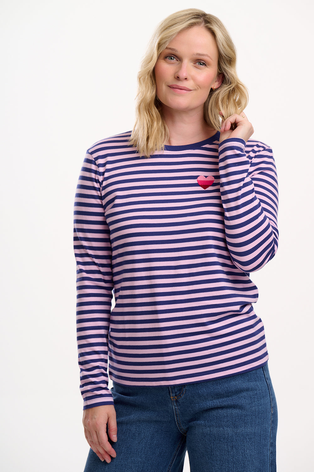 Brunswick Jersey Top - Navy/Lilac, Ombre Heart