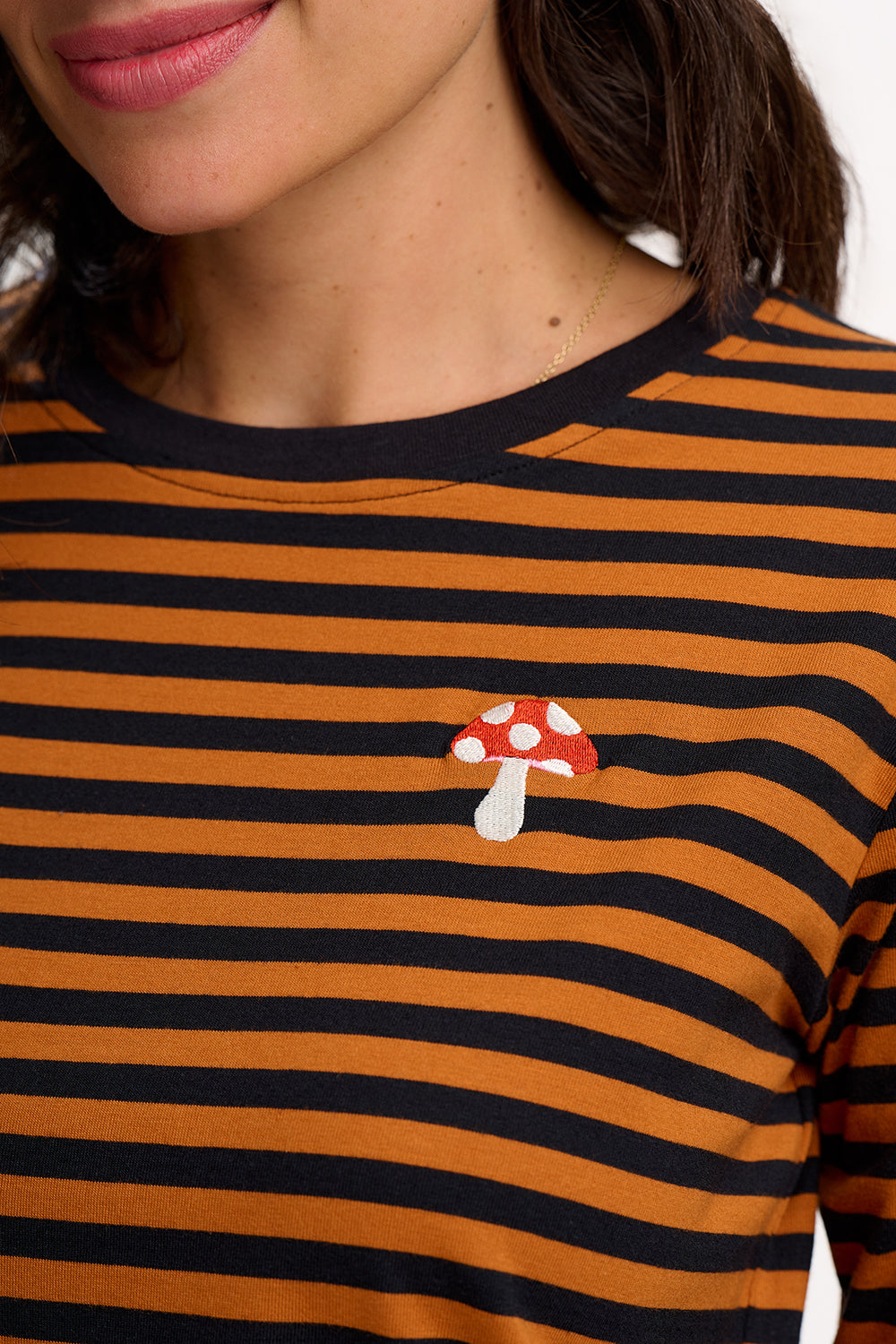 Brunswick Jersey Top - Brown/Black, Mushroom