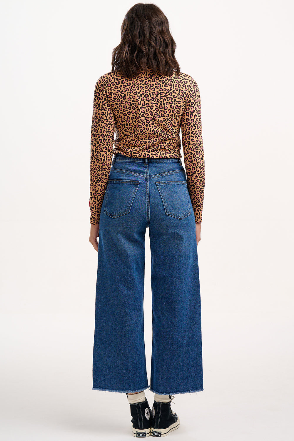 Annika Turtleneck Jersey Top - Tan, Classic Leopard, Heart