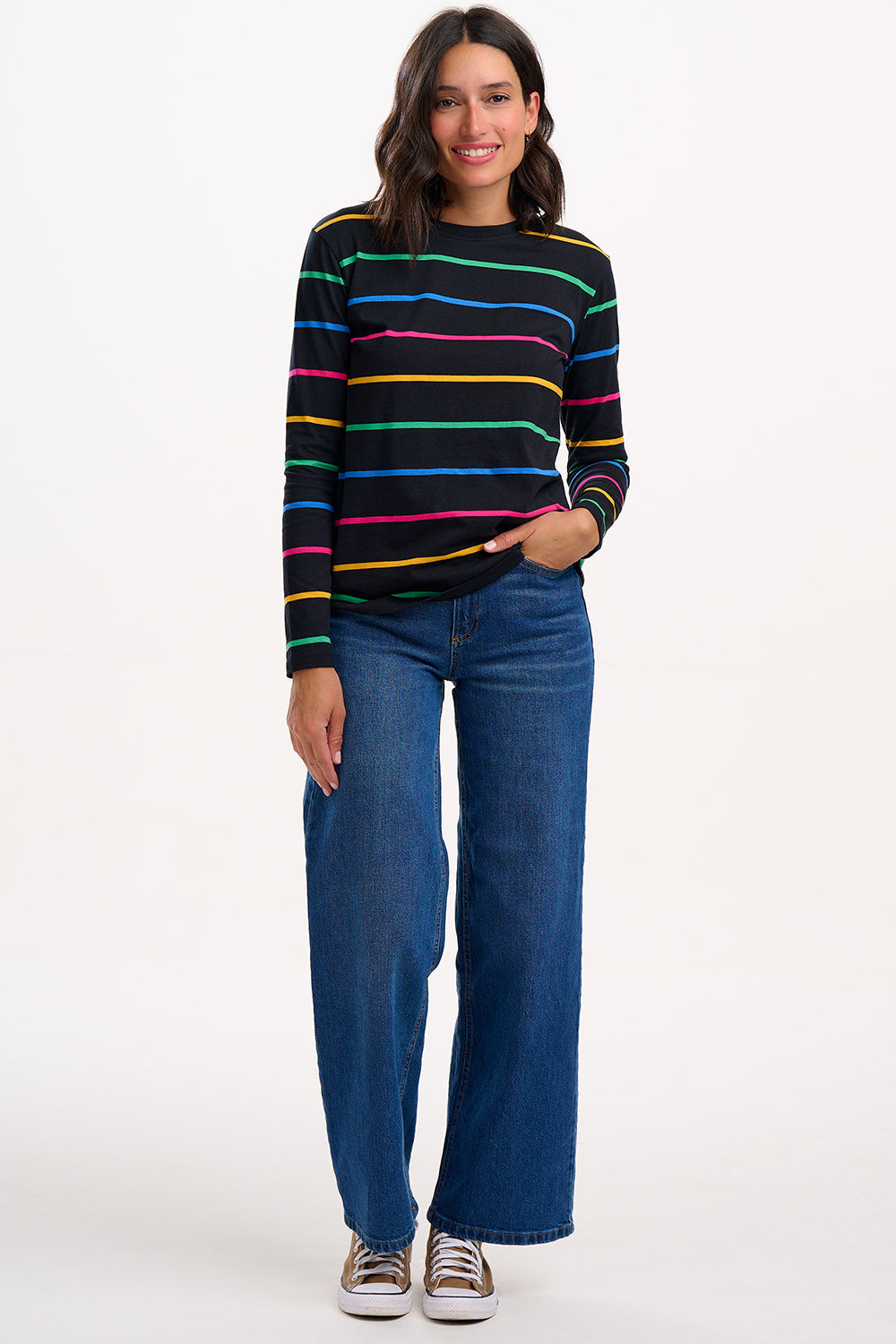 Brunswick Jersey Top - Black/Multi, Nightglow Stripe