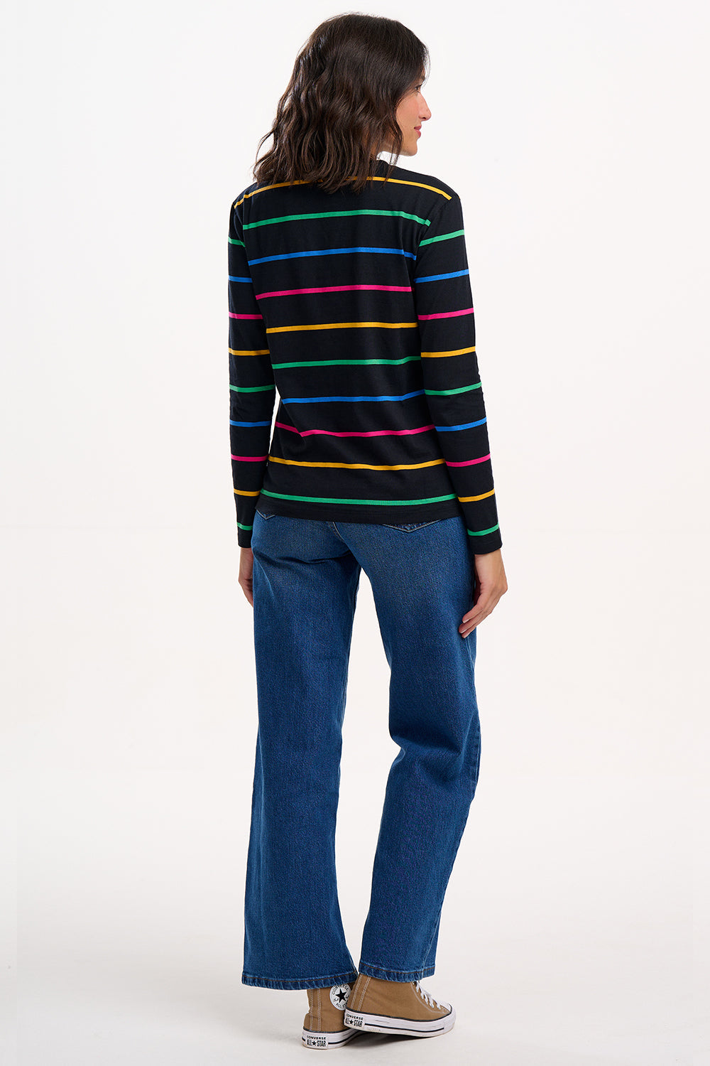 Brunswick Jersey Top - Black/Multi, Nightglow Stripe