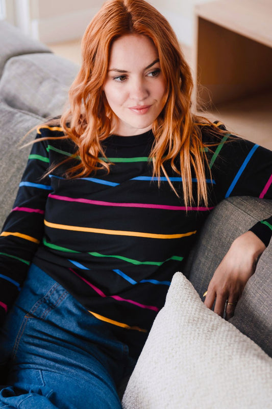 Brunswick Jersey Top - Black/Multi, Nightglow Stripe