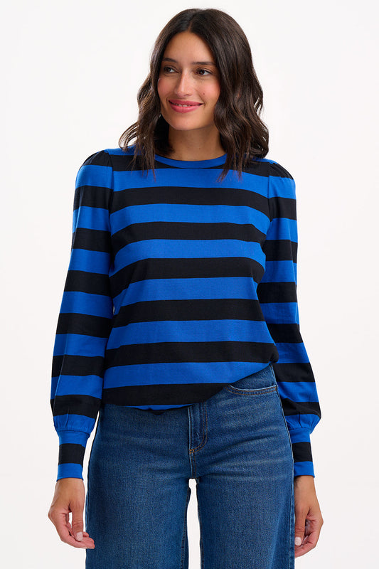 Griselda Jersey Top - Blue/Black, Stripes