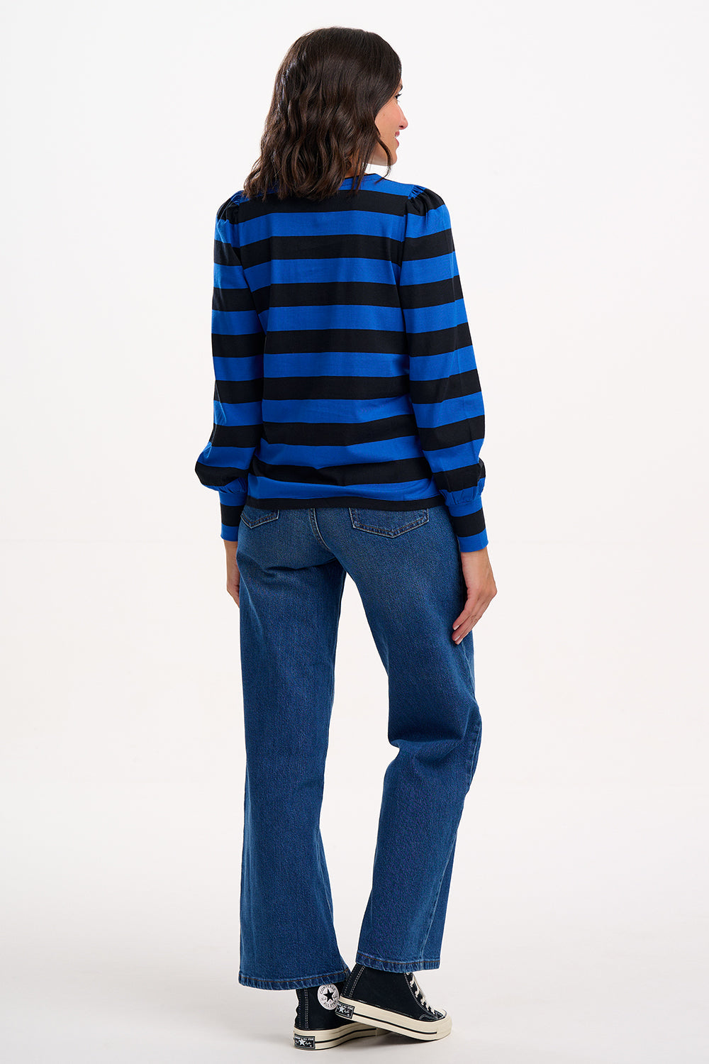Griselda Jersey Top - Blue/Black, Stripes