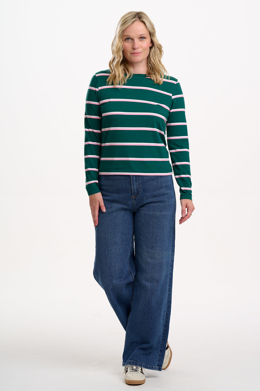 Josie Jersey Top - Green, Colour Pop Stripe
