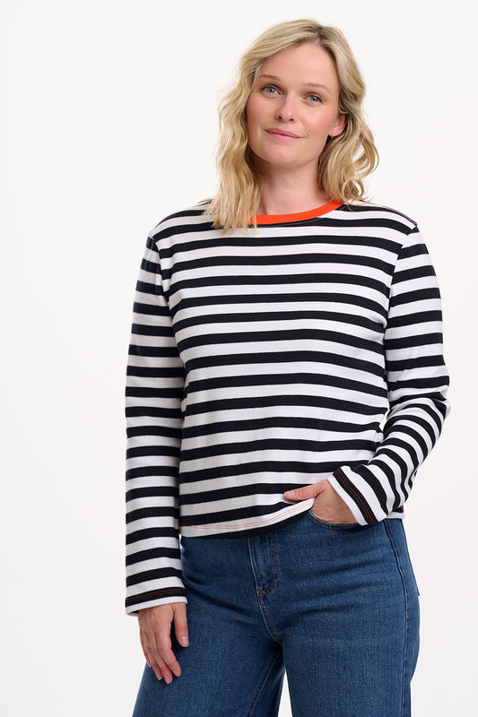 Vienna Jersey Top - White/Black, Striped Ringer