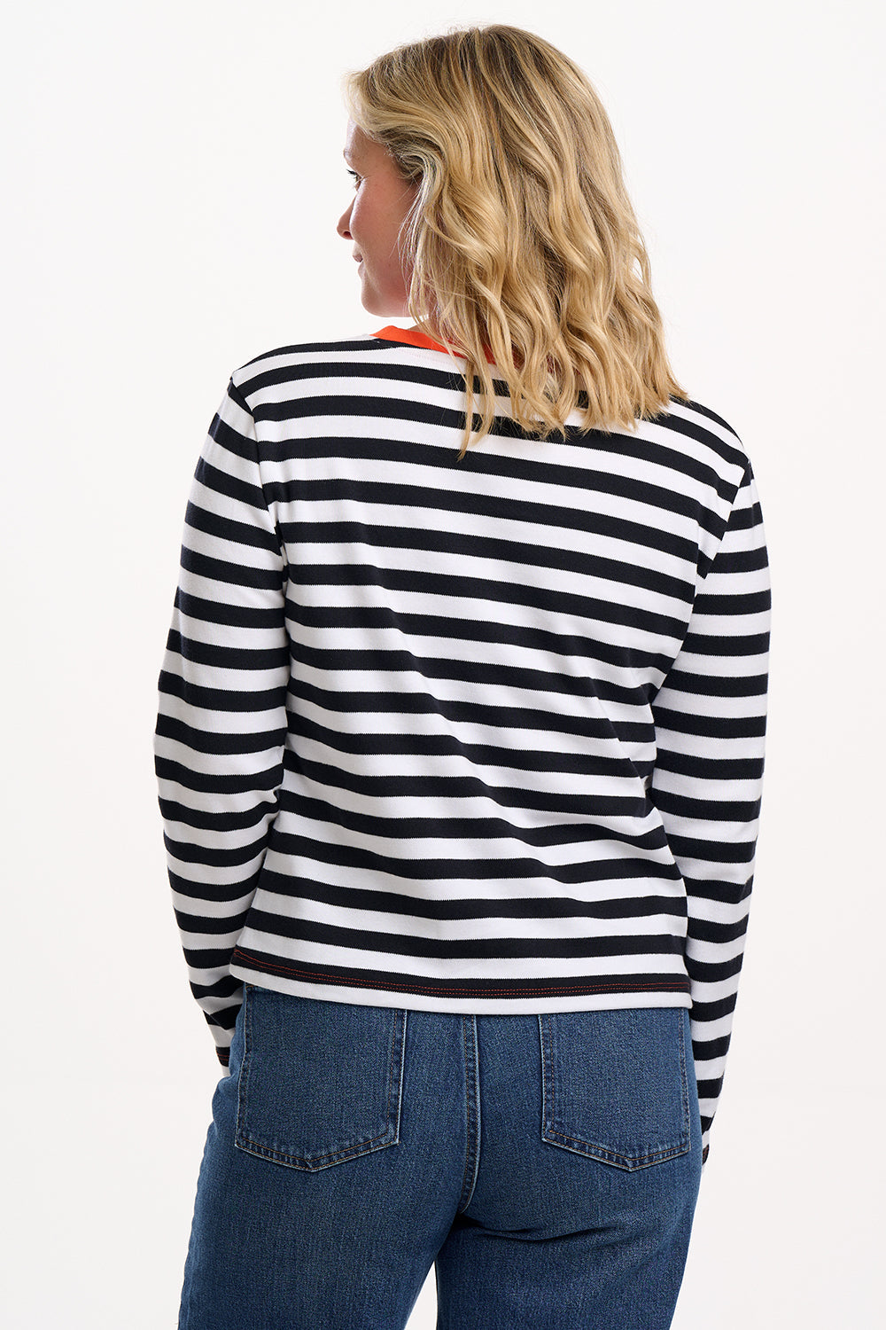 Vienna Jersey Top - White/Black, Striped Ringer